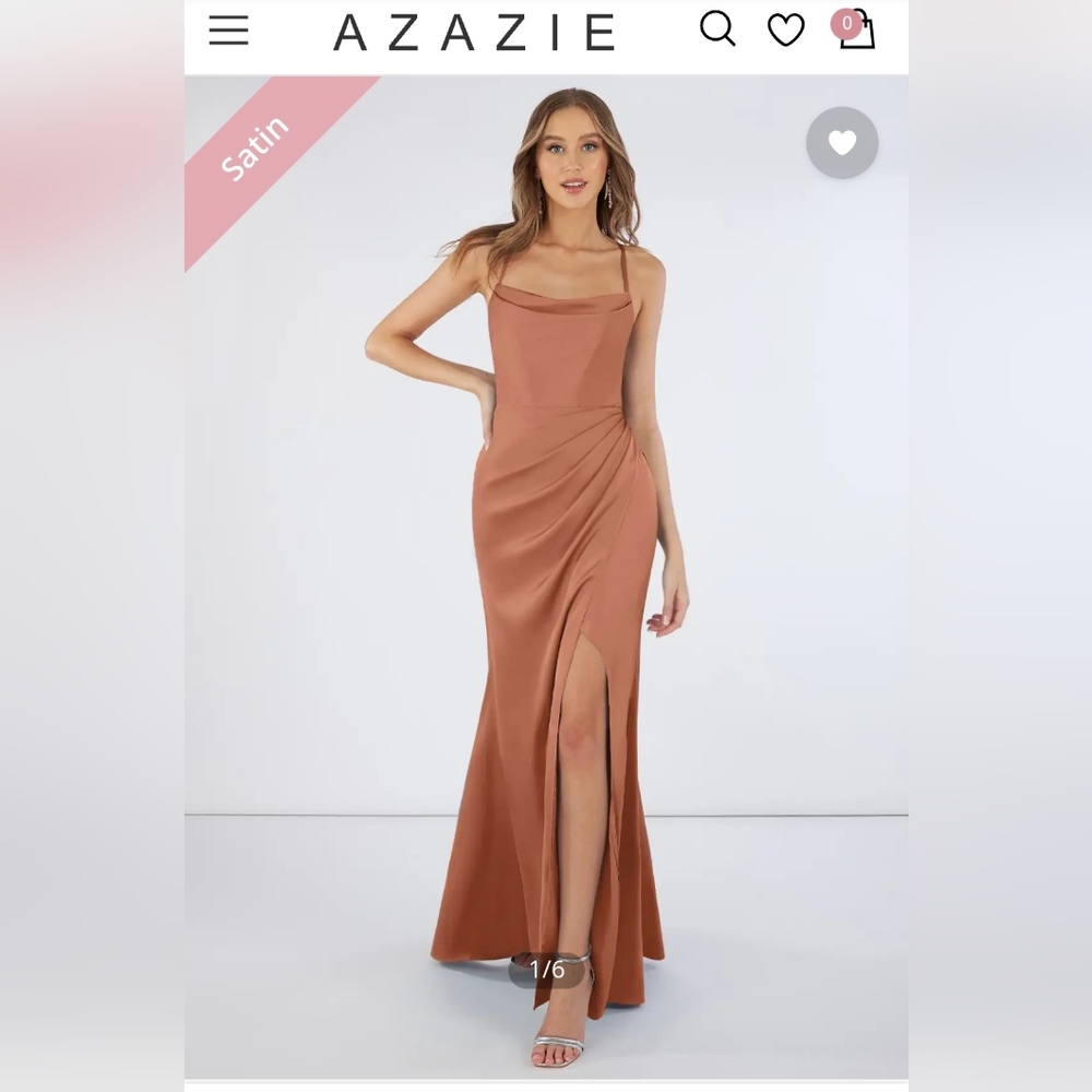 AZAZIE Marzia Stetch Satin Dress Bronzen Size 6